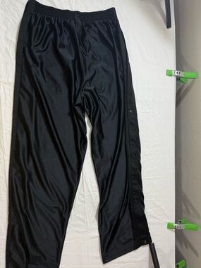 Vintage Nike Tear Away Snap Button Track Pants Black Shiny Y2K Basketball L